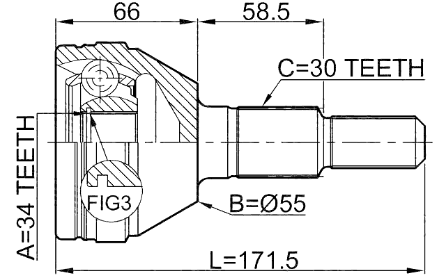 Outer Cv Joint 34X55X30 For Opel 4804567, 4804569, 4804592